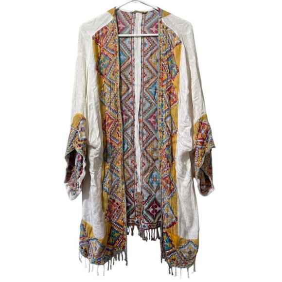 Soft Surroundings Sweaters - Soft Surroundings Sedona Fringe Open Kimono Cardigan Duster Size Measured Boho